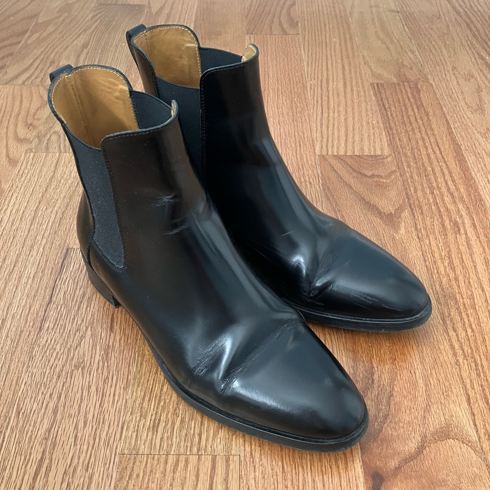 COS patent leather chelsea boots